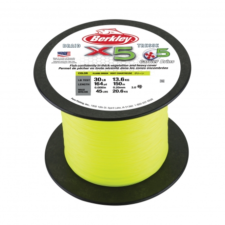 Berkley X5 Braid 0.17MM trenzado 2000M FLGRN