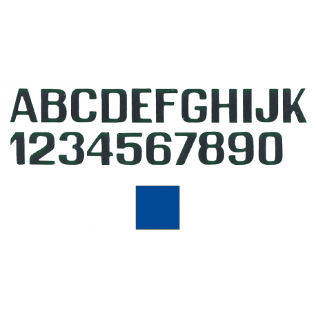 Letras y números azules mm.150
