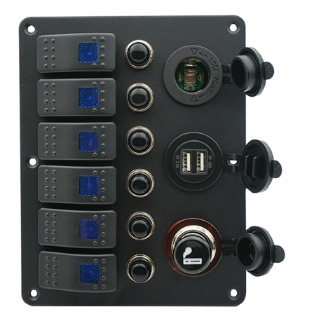 Panel de 6 interruptores negro
