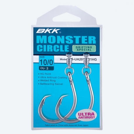 Anzuelo especial BKK Monster Circle Drifting No.8/0 con eslabón giratorio de 200LBs