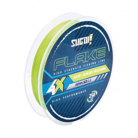 Trenza Sugoi Flake 4X 0.14MM trenza 250M verde fluo