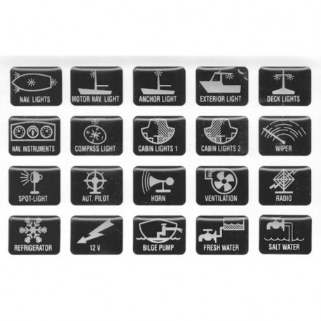Serie 20 simboli lenticolari adesivi per utenze elettriche per